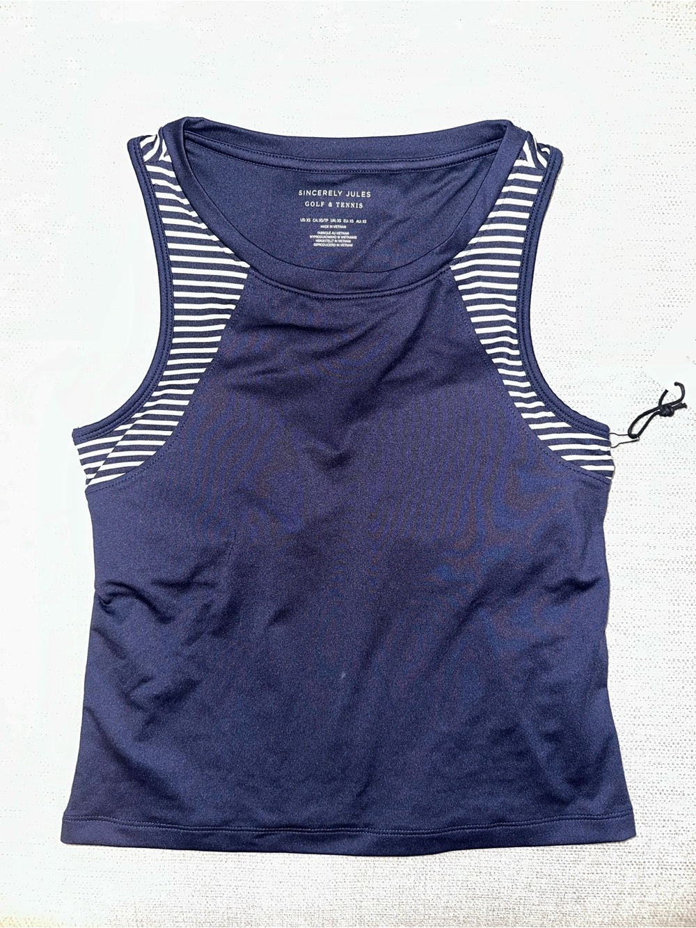 Sincerely Jules UPF 50 Crew Neck Athletic Tank - Blue / White